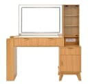 BBWL Schminktisch mit LED-Spiegel & Ladestation, 3 Schubladen, Glasablagen, MDF Bild 1