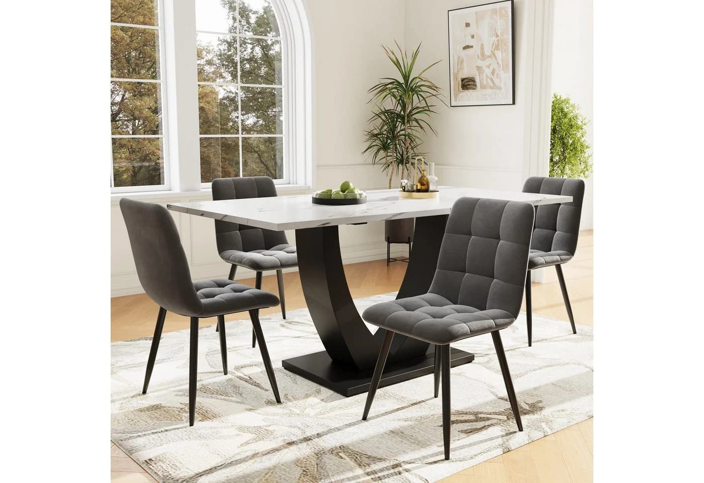 OKWISH Esstisch Marmormuster 140x80 cm - Bild 3