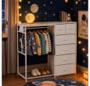 BBWL Kinderkleiderschrank Weiß mit 6 Schubladen, Kleiderstange & Steckdose Bild 3