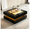 BBWL Couchtisch mit LED-Beleuchtung und 3 Schubladen Schwarz Glas Bild 2