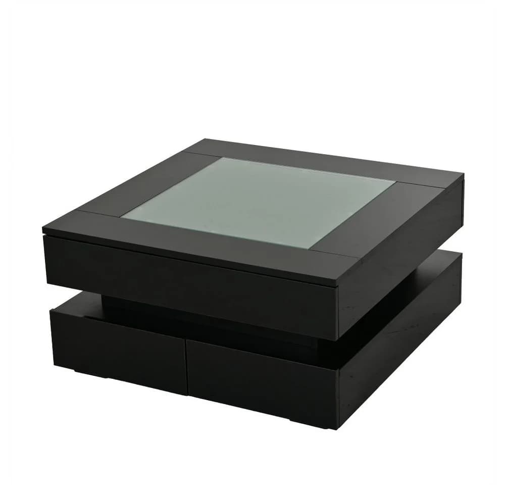 BBWL Couchtisch mit LED-Beleuchtung und 3 Schubladen Schwarz Glas - Bild 3