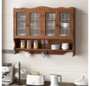 BBWL Hängeschrank Retro Massivholz Glas 4 Türen braun Bild 3
