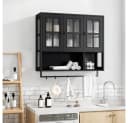 BBWL Hängeschrank 3 Türen Glasfront Schwarz Modern Bild 3