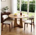 BBWL Esszimmerstuhl Massivholz Set 2er Braun PU-Sitz Bild 3