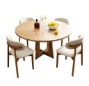 BBWL Esstisch Set 120cm Rund mit 4 Stühlen MDF Eiche Walnuss Modern Bild 1