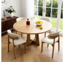 BBWL Esstisch Set 120cm Rund mit 4 Stühlen MDF Eiche Walnuss Modern Bild 2