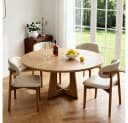 BBWL Esstisch Set 120cm Rund mit 4 Stühlen MDF Eiche Walnuss Modern Bild 3
