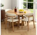 BBWL Esstisch Set 120cm Rund mit 4 Stühlen MDF Eiche Walnuss Modern Bild 4