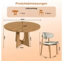 BBWL Esstisch Set 120cm Rund mit 4 Stühlen MDF Eiche Walnuss Modern Bild 5