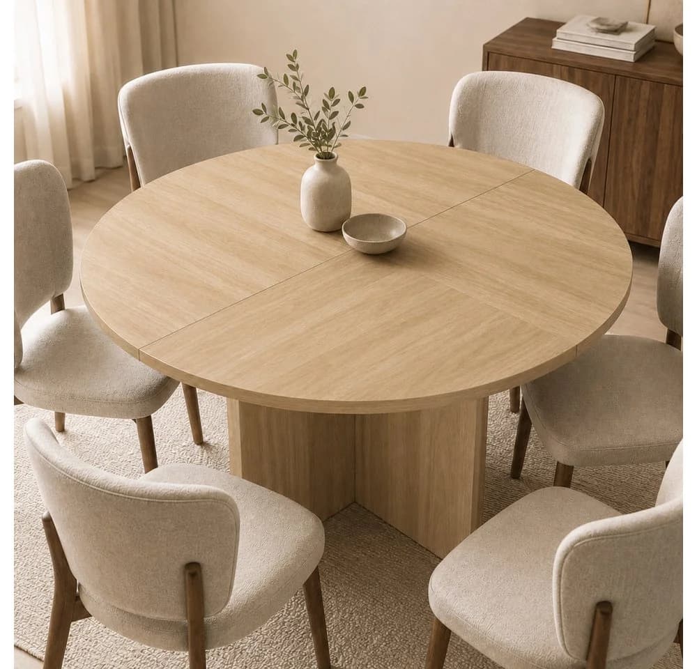 BBWL Runder Esstisch Skandinavisch MDF Beige - Bild 3