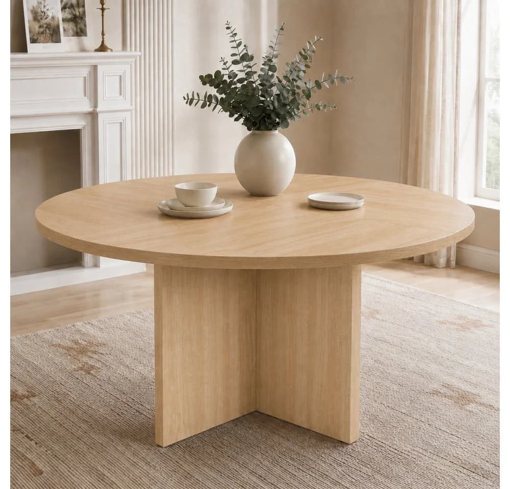 BBWL Runder Esstisch Skandinavisch MDF Beige - Bild 4