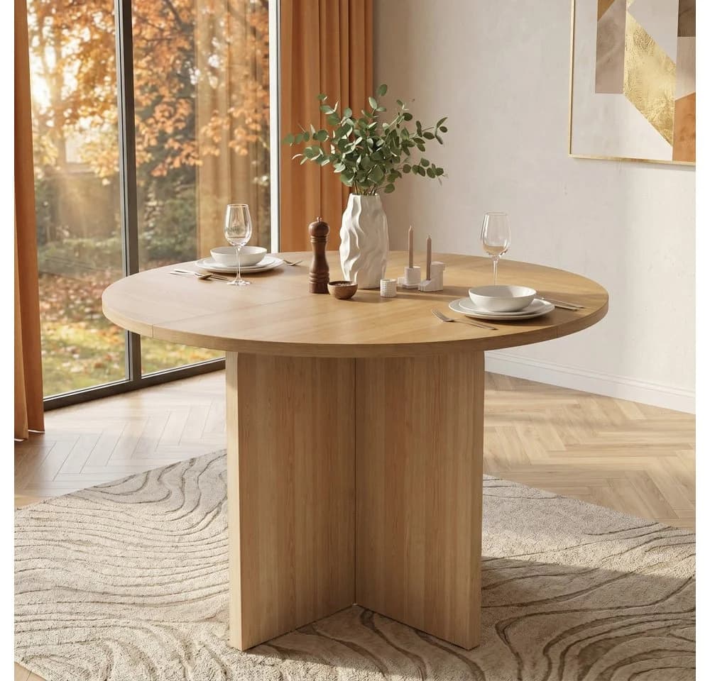 BBWL Runder Esstisch Skandinavisch MDF Beige - Bild 5