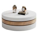 BBWL Couchtisch 360° drehbar mit Stauraum, MDF, Weiß/Natur Bild 1