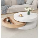 BBWL Couchtisch 360° drehbar mit Stauraum, MDF, Weiß/Natur Bild 3