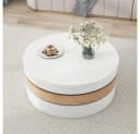 BBWL Couchtisch 360° drehbar mit Stauraum, MDF, Weiß/Natur Bild 4
