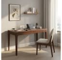 BBWL Schreibtisch mit Schubladen Walnuss Massivholz Mid-Century Bild 2