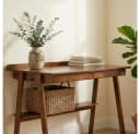 BBWL Schreibtisch 128x68 cm Mid-Century Walnuss Massivholz 2 Schubladen Bild 4