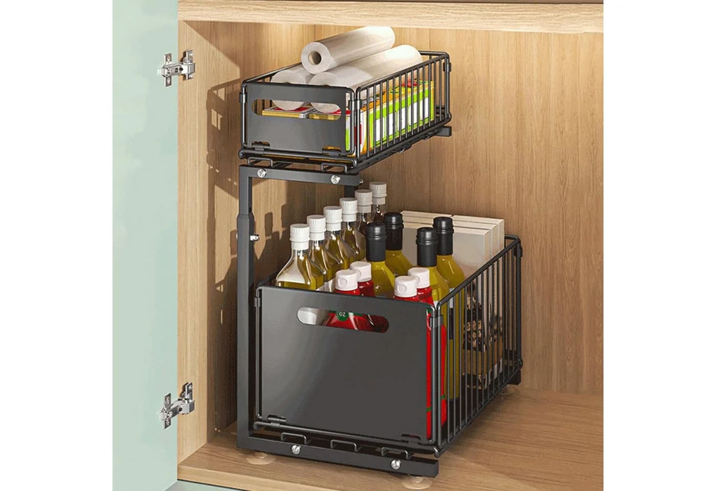OKWISH Küchenorganizer-Set Unterschrank mit Schublade, Metall, Schwarz - Bild 3