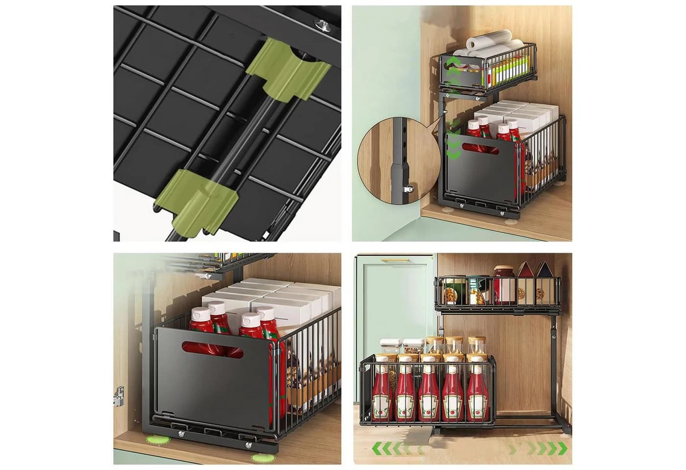 OKWISH Küchenorganizer-Set Unterschrank mit Schublade, Metall, Schwarz - Bild 4