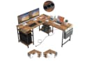 BBWL Computertisch 140x140 cm Braun mit Steckdosen & USB Bild 2