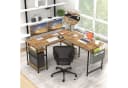 BBWL Computertisch 140x140 cm Braun mit Steckdosen & USB Bild 4
