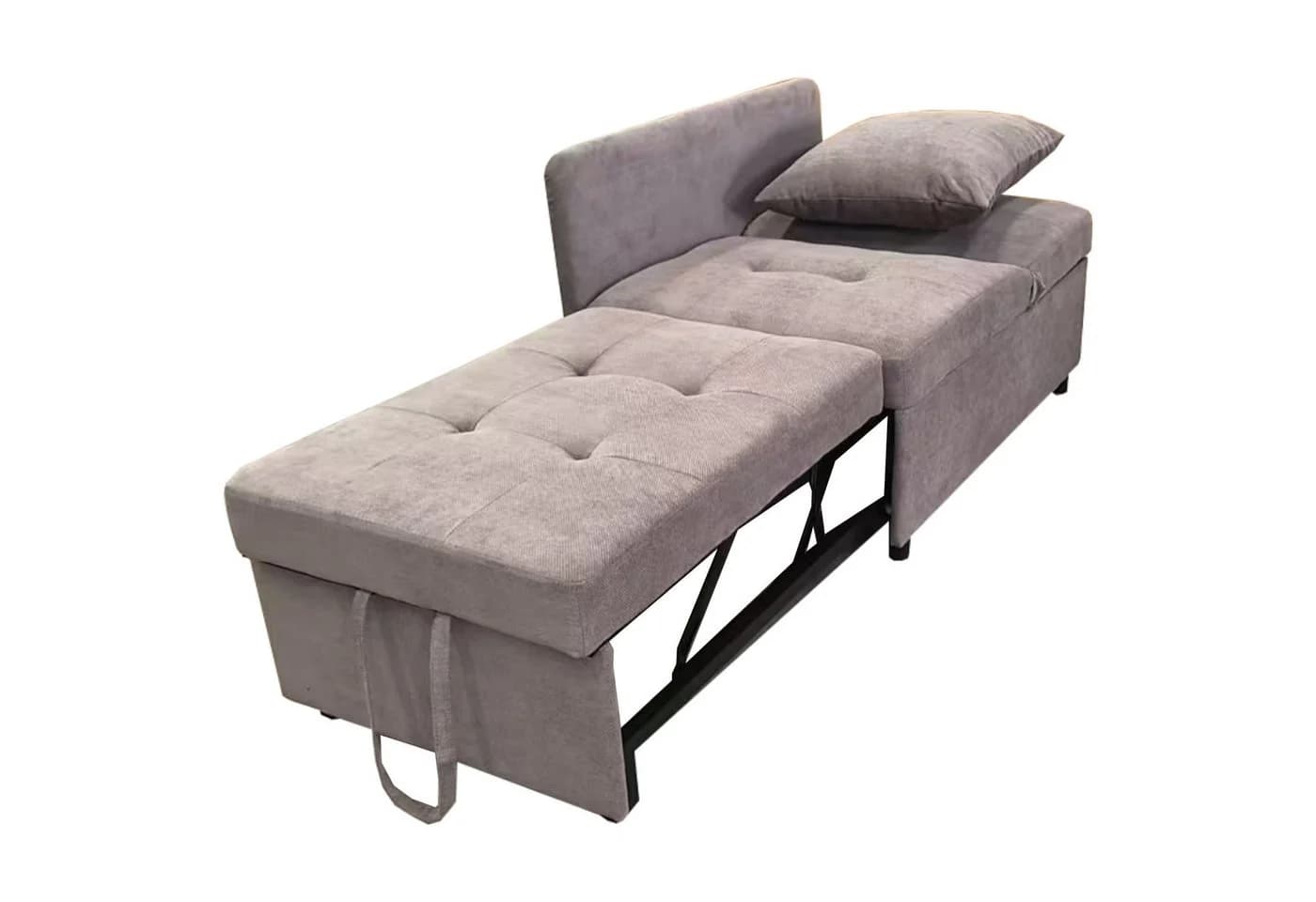 OKWISH Schlafsofa Loungesofa 3-in-1 mit verstellbarer Rückenlehne Grau Leinen