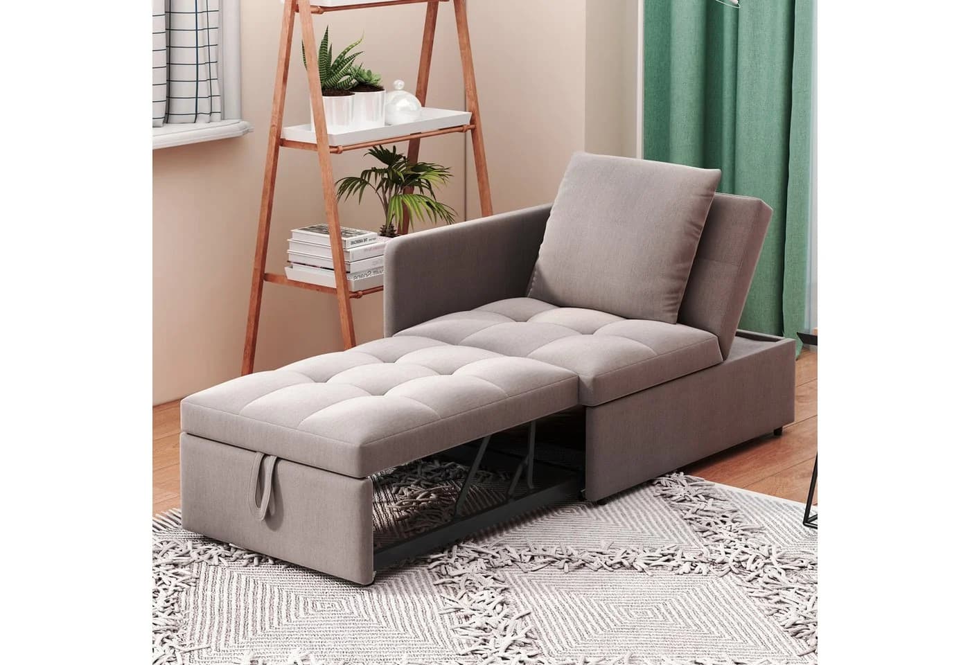 OKWISH Schlafsofa Loungesofa 3-in-1 mit verstellbarer Rückenlehne Grau Leinen - Bild 2