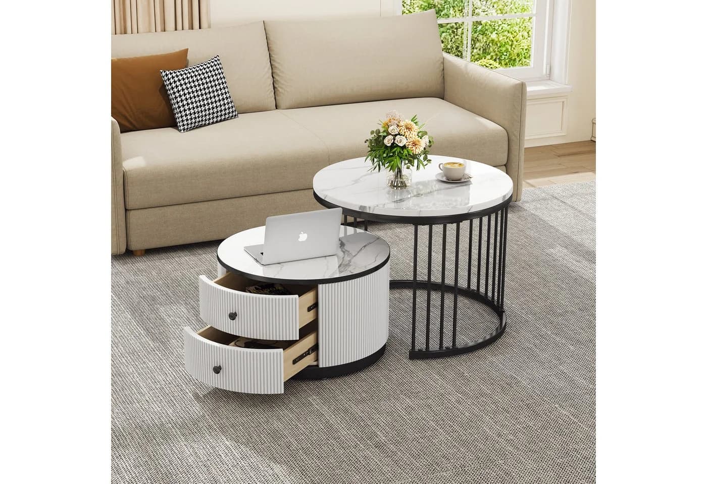 MODFU Couchtisch-Set in Nestform mit Marmoroptik - Bild 2
