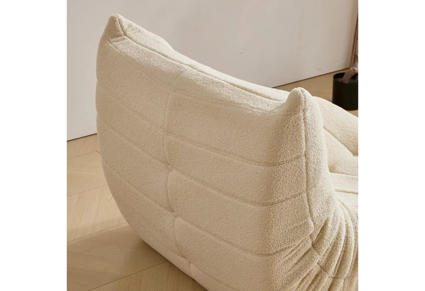 STILVORA Sitzsack Relaxsessel Beige mit Fußhocker & Teddyfell - Bild 3