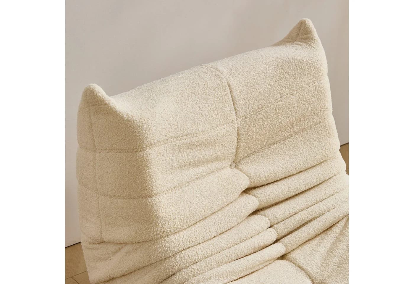 STILVORA Sitzsack Relaxsessel Beige mit Fußhocker & Teddyfell - Bild 4