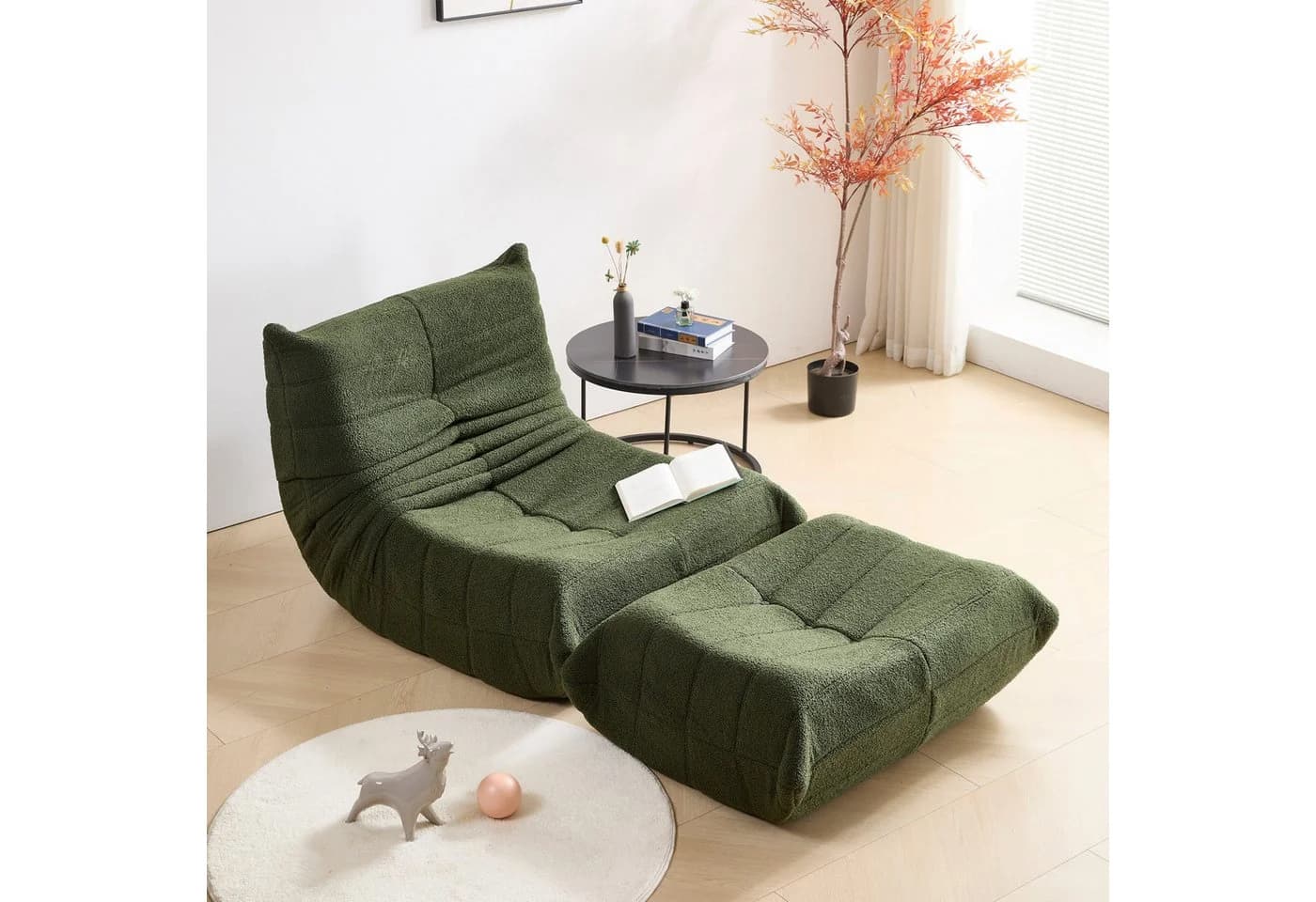 STILVORA Sitzsack Relaxsessel Indoor-Lazy Sofa mit Fußstütze Grün - Bild 2