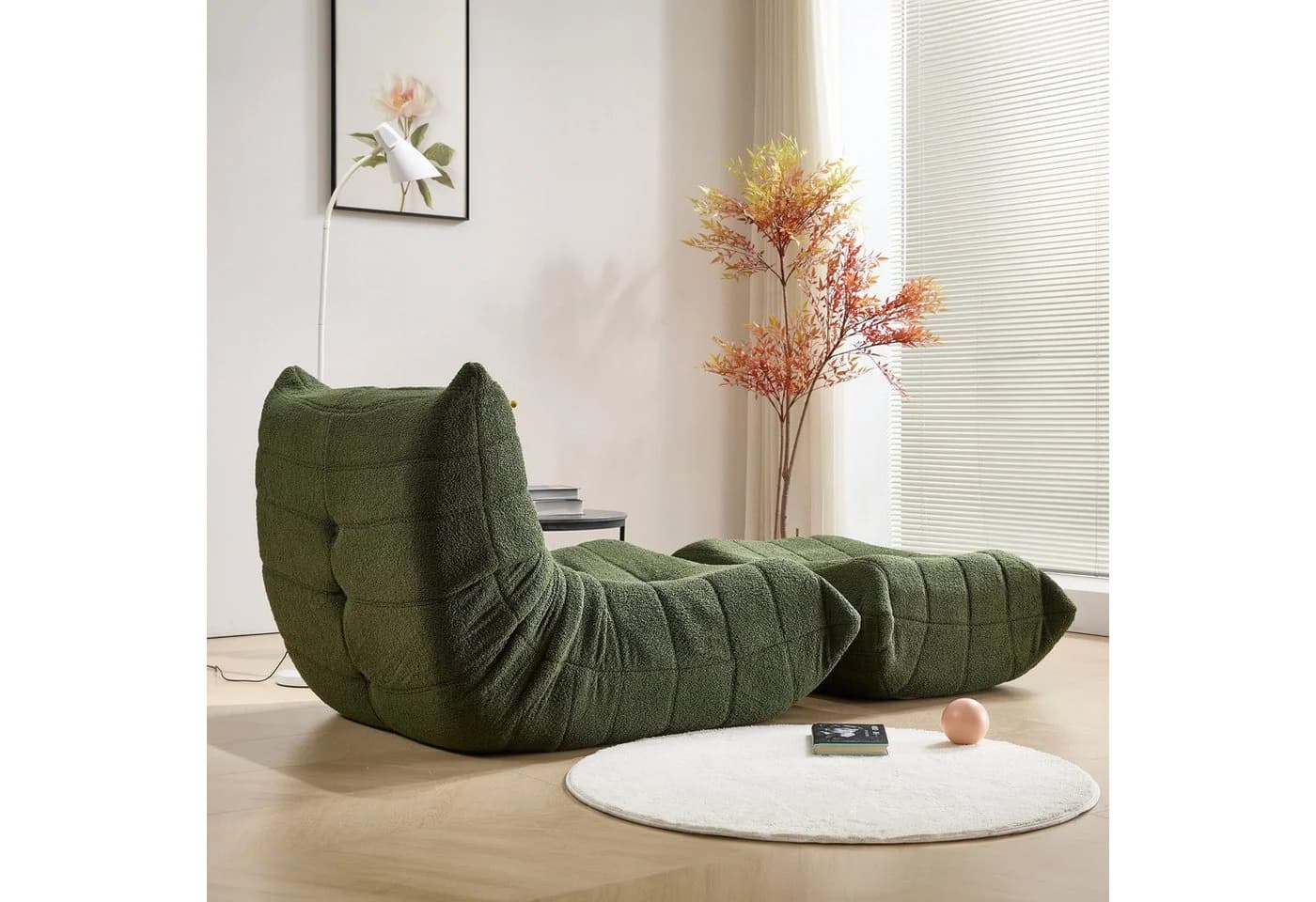 STILVORA Sitzsack Relaxsessel Indoor-Lazy Sofa mit Fußstütze Grün - Bild 5