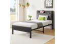 STILVORA Jugendbett Metallbett 90x200 Gepolstertes Kopfteil Schwarz Bild 2