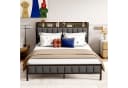 STILVORA Jugendbett Metallbett Schwarz mit LED und USB Bild 1