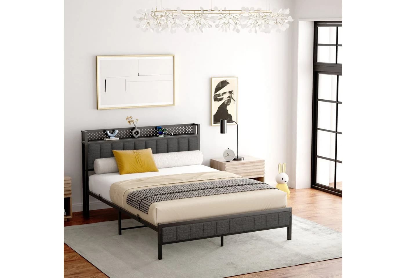 STILVORA Jugendbett Metallbett Schwarz mit LED und USB - Bild 2