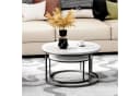 STILVORA Couchtisch 2-tlg. Schwarz/Weiß Stapelbar MDF Metall Bild 1