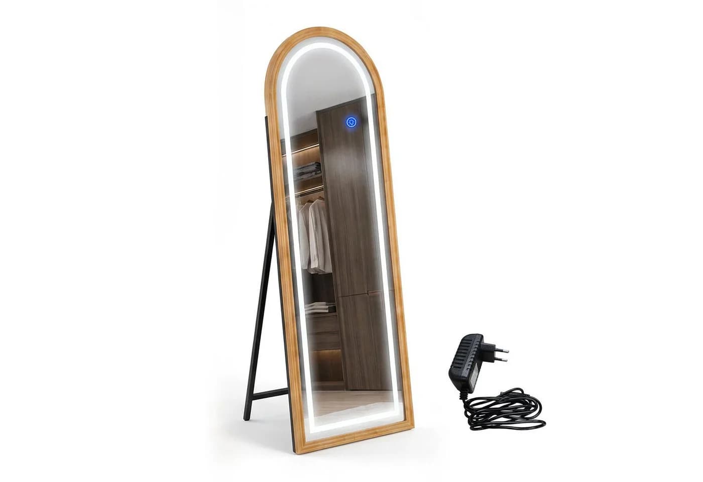 BBWL Ganzkörperspiegel LED Bogenform Holzrahmen 160x50cm - Bild 3