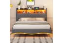 STILVORA Polsterbett 140x200 Grau mit LED, USB & Matratze Bild 1