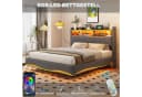 STILVORA Polsterbett 140x200 Grau mit LED, USB & Matratze Bild 5