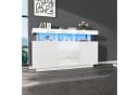 OKWISH Sideboard mit LED-Beleuchtung Schwarz/Eiche Bild 3