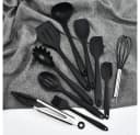 OKWISH Kochbesteck-Set 10-tlg. Silikon Schwarz Spülmaschinengeeignet Bild 3