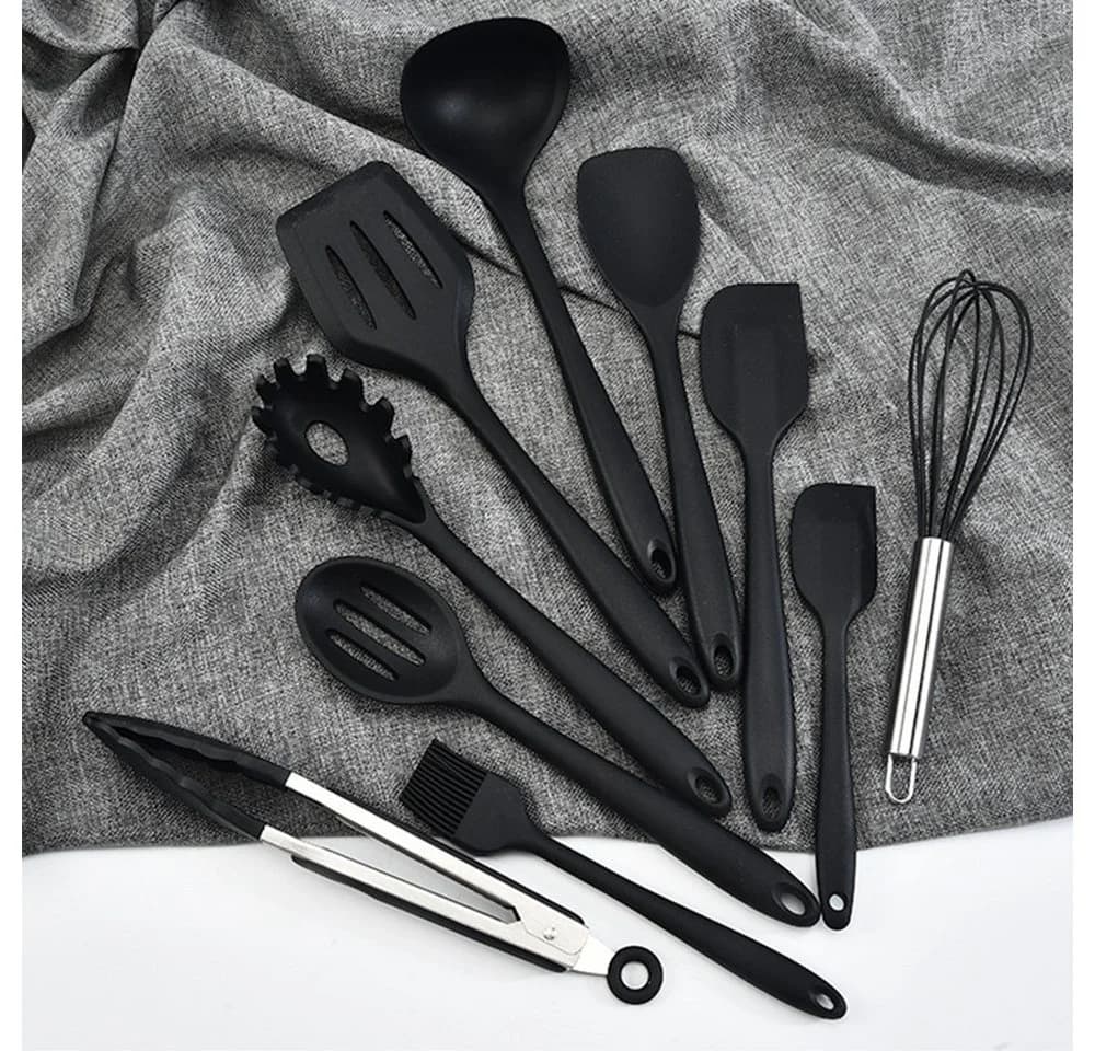 OKWISH Kochbesteck-Set 10-tlg. Silikon Schwarz Spülmaschinengeeignet - Bild 3