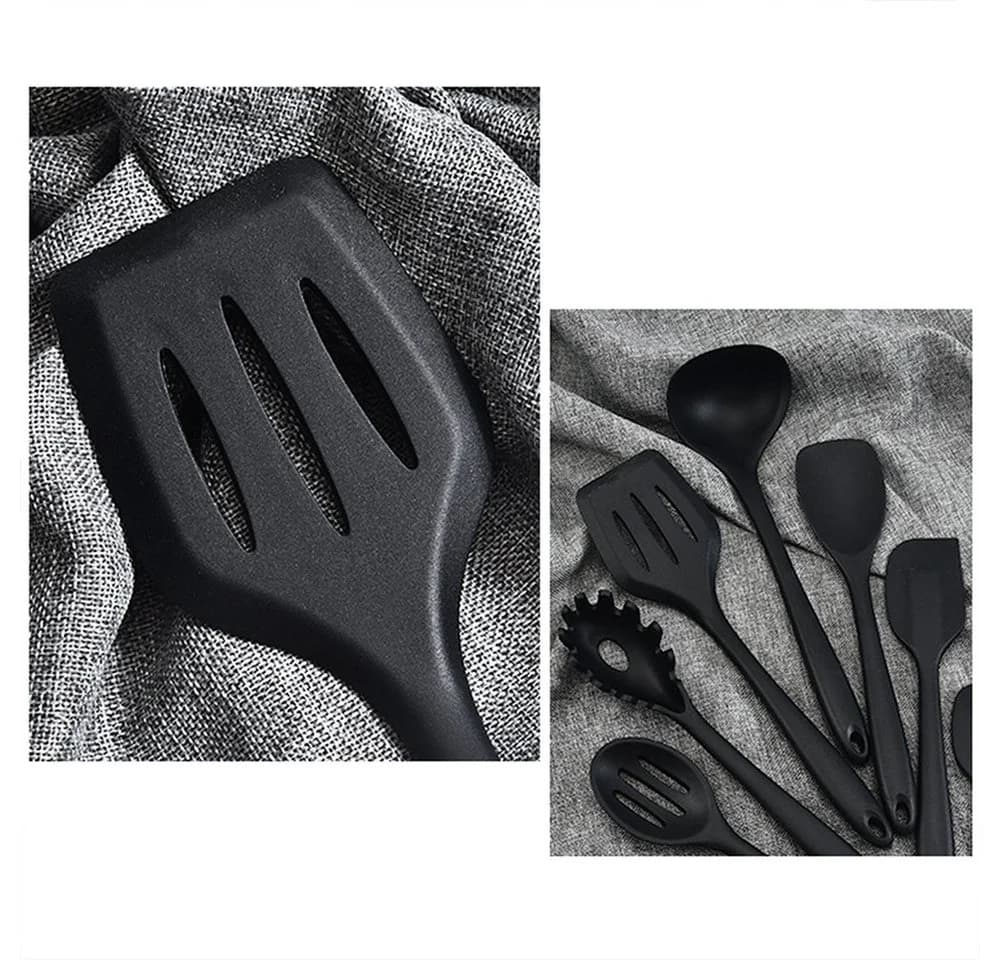 OKWISH Kochbesteck-Set 10-tlg. Silikon Schwarz Spülmaschinengeeignet - Bild 5