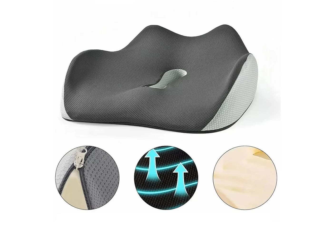 OKWISH Ergonomisches 3D Sitzkissen Orthopädisch Grau Memory-Schaum - Bild 5