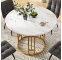 MODFU Esstisch Rund 80 cm Marmoroptik Gold Metall Bild 3