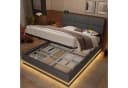 OKWISH Polsterbett Stauraumbett mit LED & USB Beige/Grau Bild 1