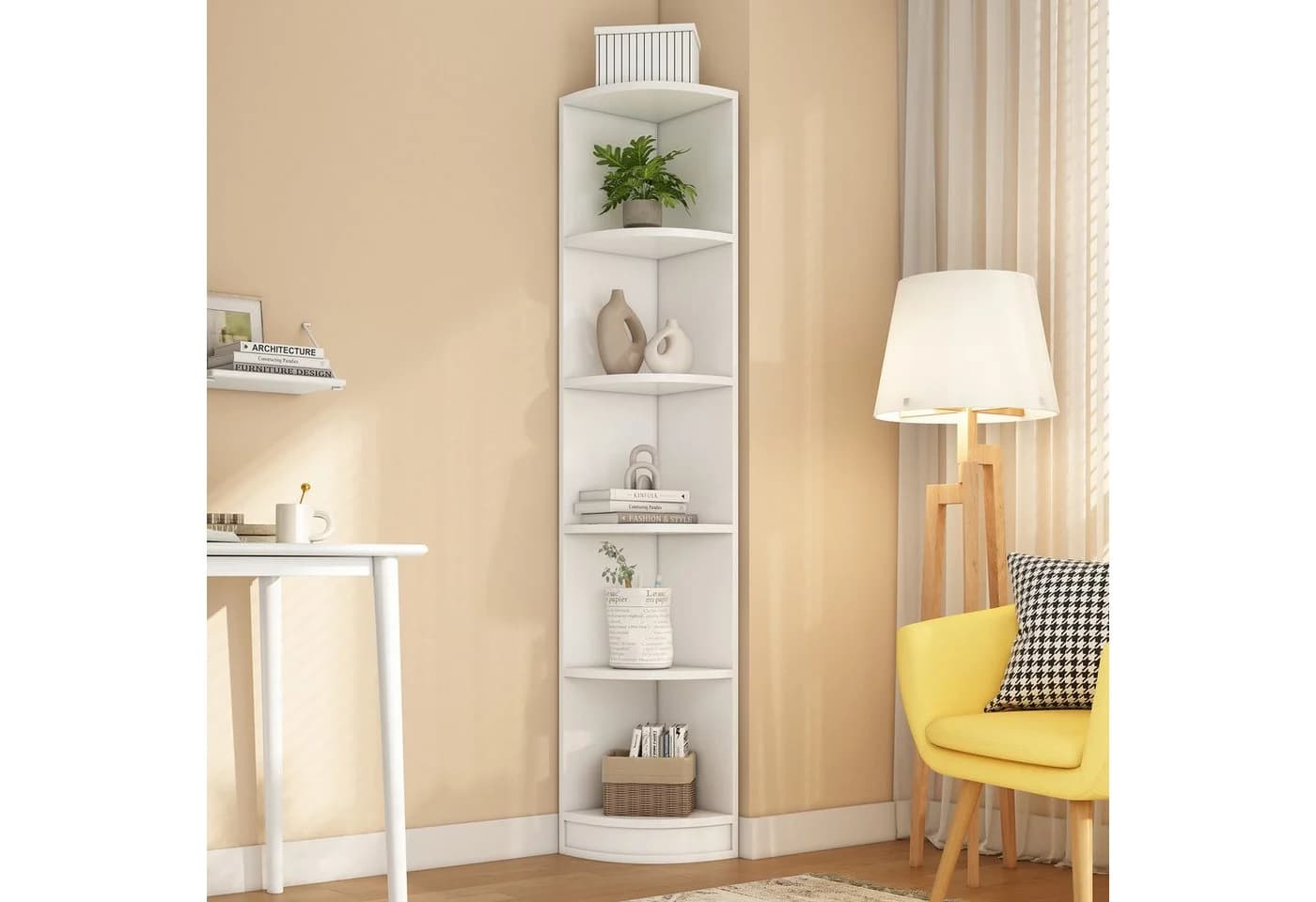 REDOM Eckbücherregal Weiß 5-stöckig - Bild 3