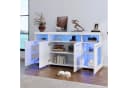 OKWISH Sideboard mit LED Licht & Glasfronten Weiß Bild 3