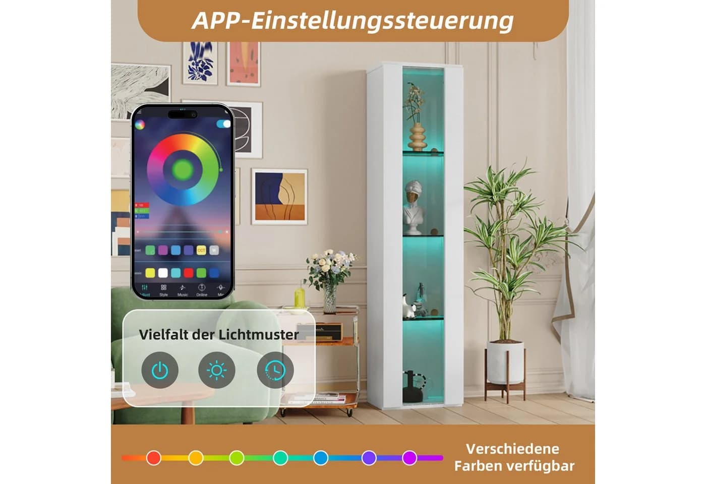 MODFU Vitrine mit LED-Beleuchtung und App-Steuerung - Bild 4