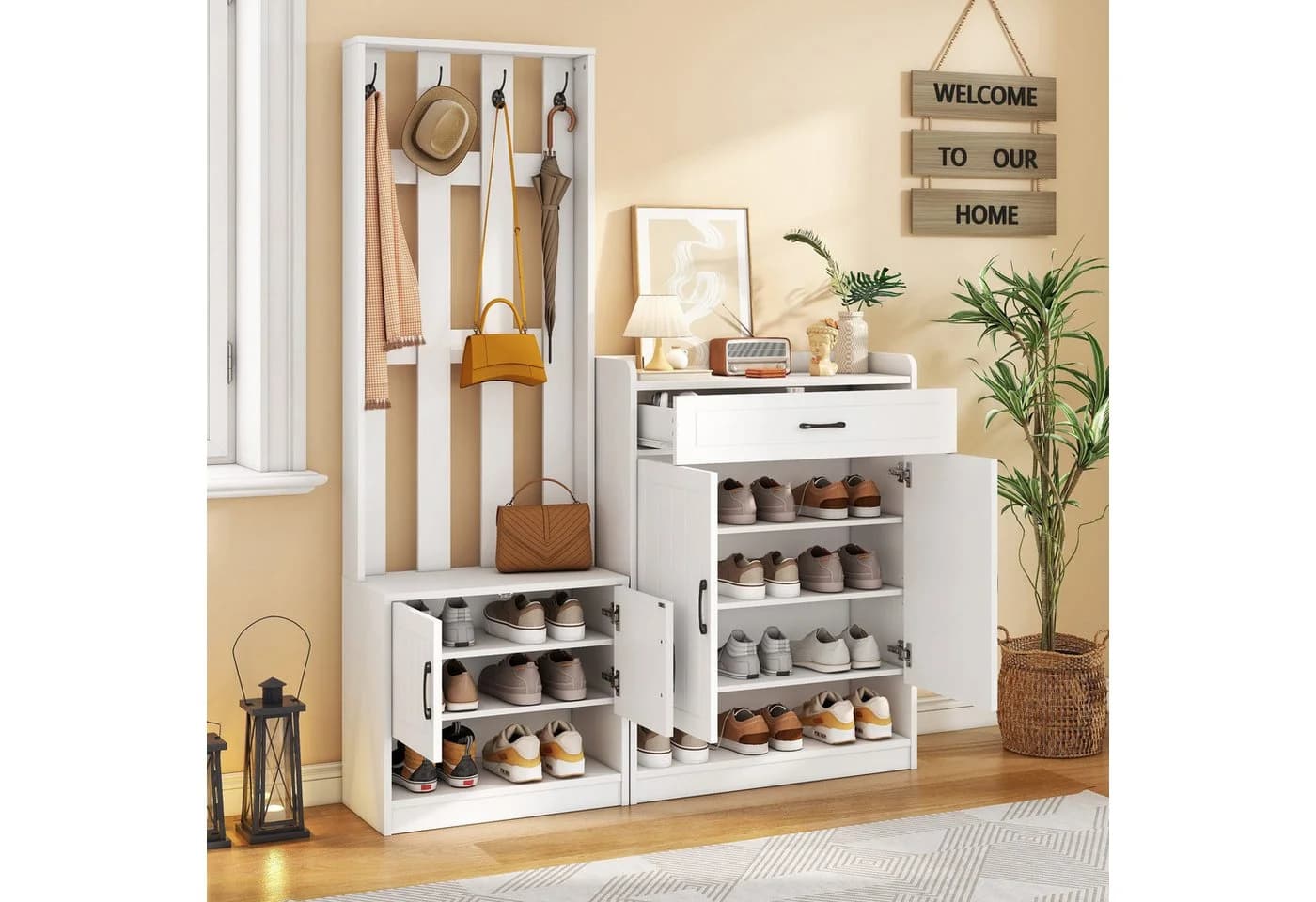 MODFU Garderoben-Set 3-in-1 Lösung, Wandhängeschrank, Flurtrockenständer, Kleiderschrank - Bild 2